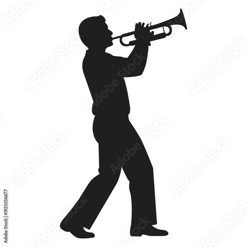Silhouette of a Trumpeter: A striking silhouette captures a musician engrossed in playing his trumpet, their form a testament to the passion and artistry of music.