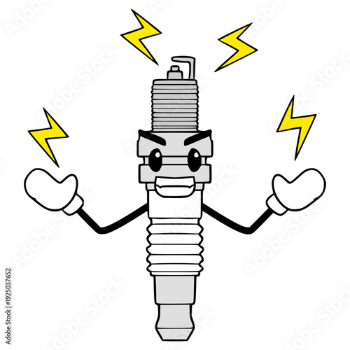 spark plug character illustration hand drawn isolated vector