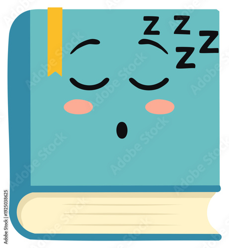 Adorable sleepy book cartoon with closed eyes Zzz symbols and cute blush