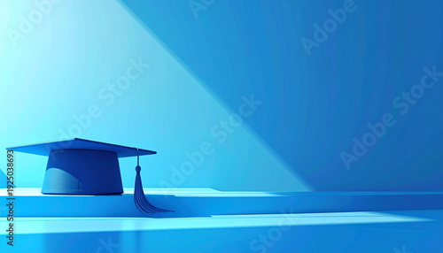 Blue Graduation Cap Academic Success Education Concept