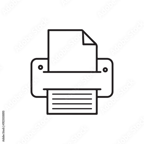 Line art of a printer with paper coming out  office equipment icon