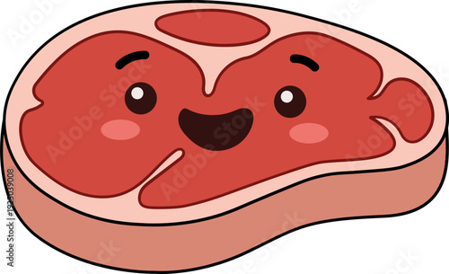 Cute Kawaii Steak Illustration