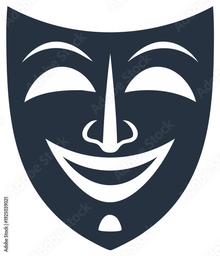 Happy Comedy Theater Mask with Wide Smile and Closed Eyes