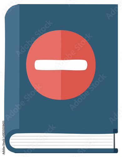 Blue Book with Red Circle and Line Illustration Sign запрещено Forbidden No Allowed Information