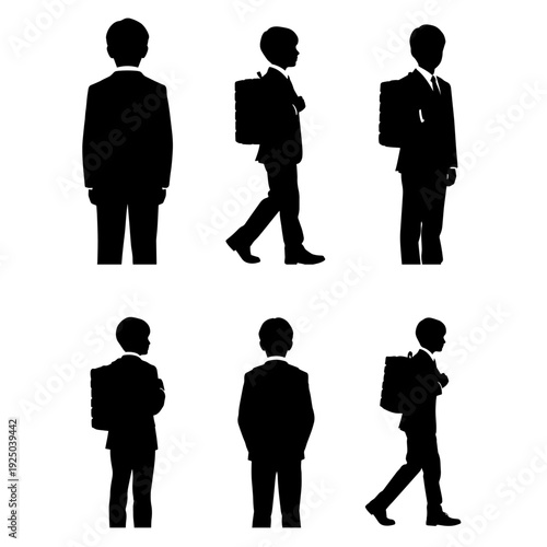 Student Boy Walking with Heavy School Bag Silhouette - Education and Pressure Concept
