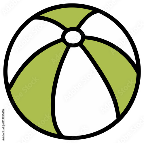 Green and White Striped Beach Ball Illustration Simple Graphic Design