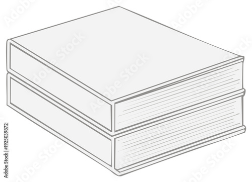 Two Blank Hardcover Books Stacked Top View Minimalist Line Art Illustration