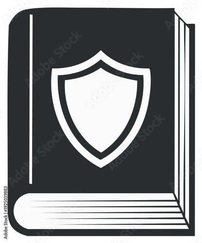 Book icon with shield security symbol
