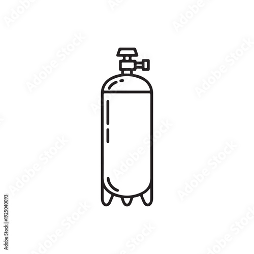 Line drawing of a gas cylinder with valve on top  industrial equipment  metal tank