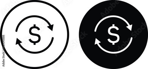 refund money icon. Money Back Guarantee Symbols. Dollar sign with circular arrow icons. Payment recovery symbols. Online shopping signs 
