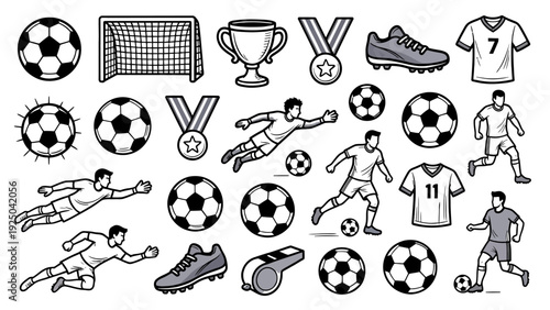Soccer icon set with 20 elements