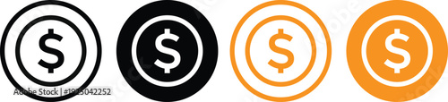 Dollar icon. E commerce Payment Icons. Payment and transaction symbol. Money icons. American currency. Financial symbol

