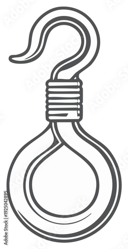 Stylized graphic illustration of a gallows noose and hook