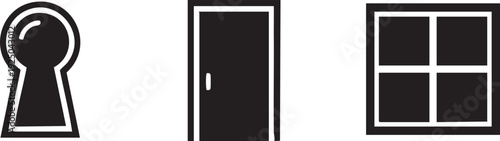 Secure Building Keyhole Door Window Architecture Graphic Design