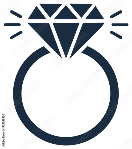 Diamond Engagement Ring Icon Symbolizing Love and Commitment for Proposals