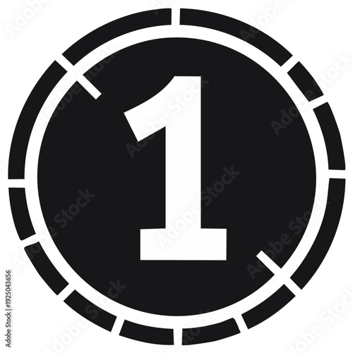 Countdown leader one graphic, beginning sequence frame, abstract round design with number, video timing