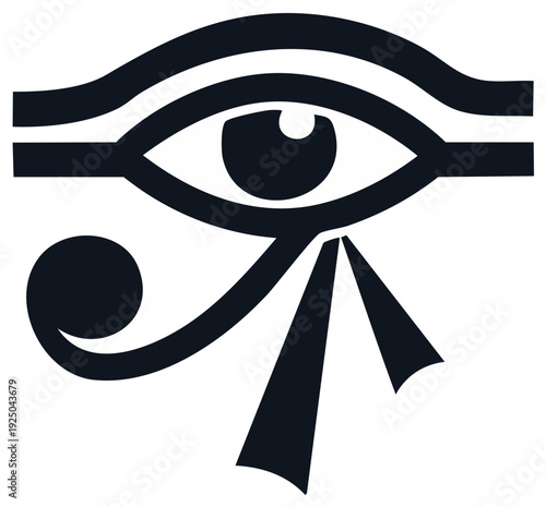 Stylized Eye of Horus ancient Egyptian symbol for protection power and health vector icon illustration