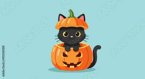 Black Cat Halloween Pumpkin.