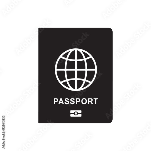 Passport icon with globe design on cover and travel document illustration  international travel and identification concept