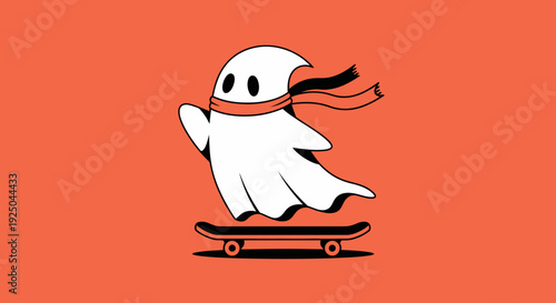 Ghost Riding Skateboard Illustration.