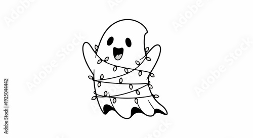 Ghost Wrapped in Christmas Lights.