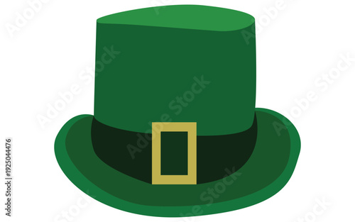 Green Leprechaun Hat Icon Vector – St. Patrick’s Day Celebration Symbol Isolated on White Background
