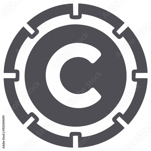 Copyright symbol C icon representing intellectual property protection and legal rights