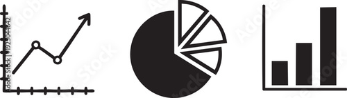 Visual Growth Chart Line Pie Graph Analytics Icon Set