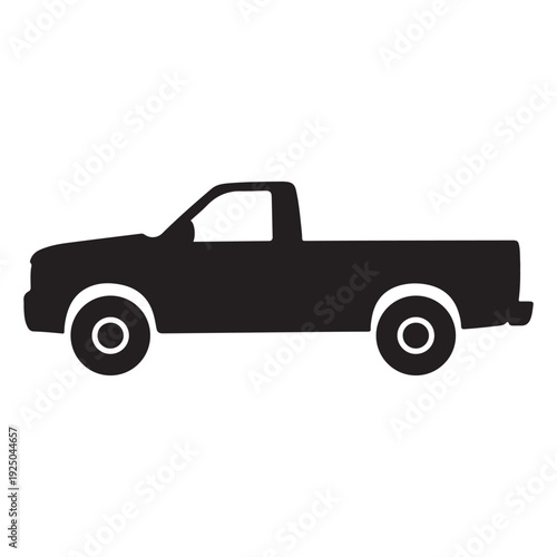 Pickup truck silhouette side view  vehicle icon  simple car shape