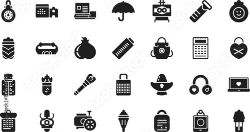 Collection of various travel and accessory icons