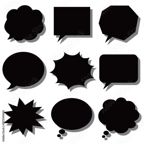 影付きのポップな吹き出し・コメント枠セット