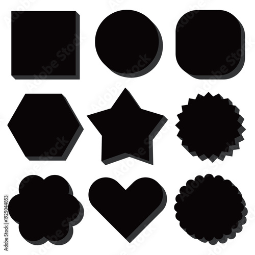 立体的な3D風図形・フレームあしらいセット