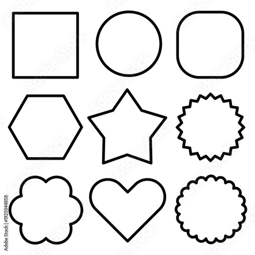 ミニマルな線画の図形フレームと見出し枠セット