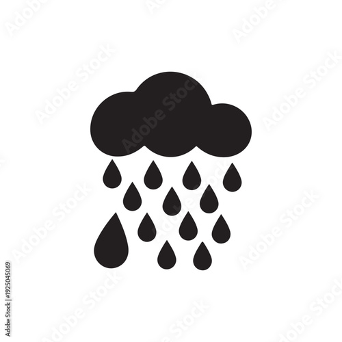 Rain cloud with rain drops falling down weather symbol  raincloud with droplets  weather icon
