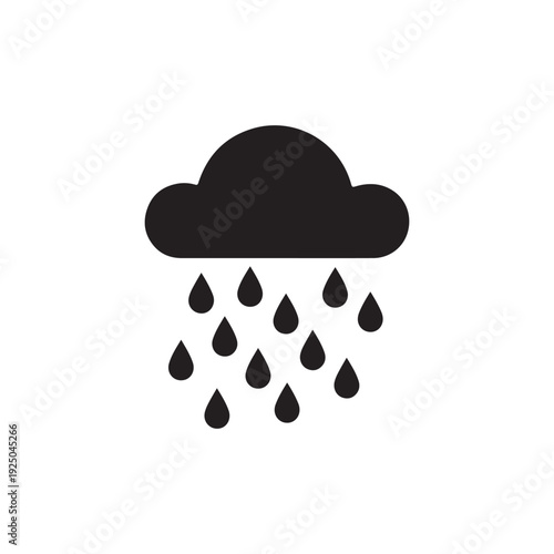 Rain cloud with raindrops falling down weather symbol  raincloud with droplets  precipitation icon