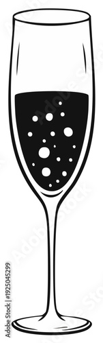 Elegant wine glass filled with dark liquid and effervescent bubbles