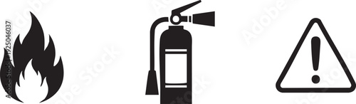 Emergency Fire Extinguisher Alert Safety Equipment Vector Graphics