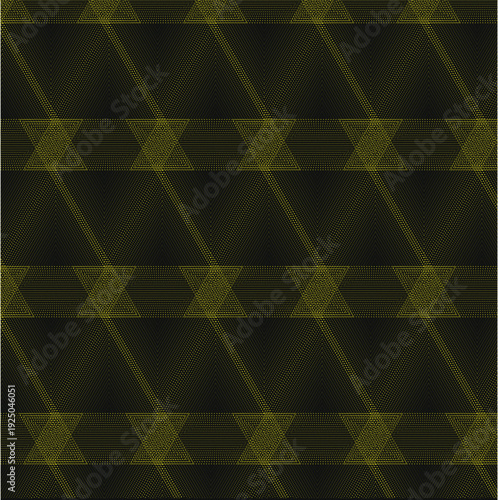 Dark olive green and black geometric seamless pattern with abstract star and stripe shapes