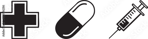 Pharmacy First Aid Pill Syringe Medical Vector Art