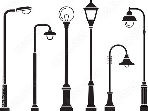Street lighting flat icons