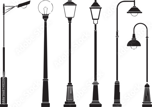 Street lighting flat icons