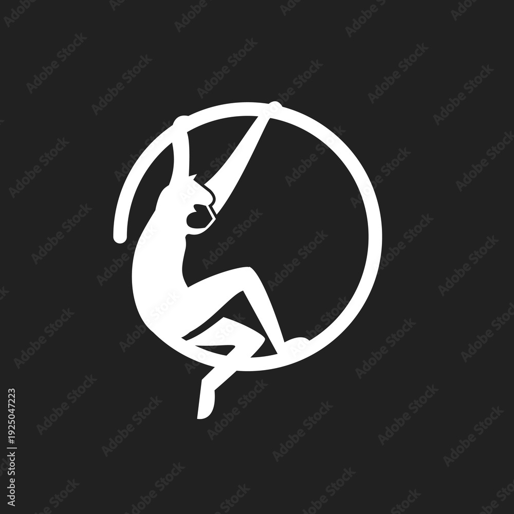 Obraz premium Abstract White Monkey Hanging on Ring Graphic Logo Design