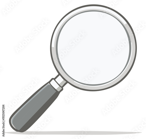 Magnifying glass for detailed discovery and search functionality in vector artwork illustrations. Exploration symbol