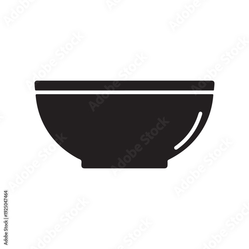 Simple black bowl with handle and white line on top  kitchenware  isolated on white background