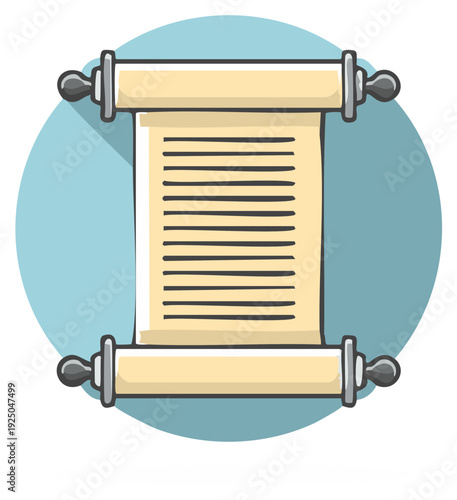 Hand Drawn Ancient Parchment Scroll Manuscript Icon Vector Illustration