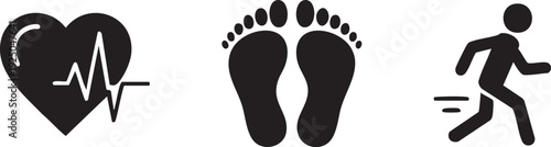 Physical Activity Heartbeat Steps Fitness Workout Vector Icons
