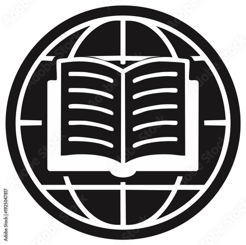 Open Book Inside Global Sphere Icon Education Knowledge Worldwide Concept