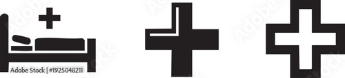 Medical Hospital Bed Cross Healthcare Service Vector Icon