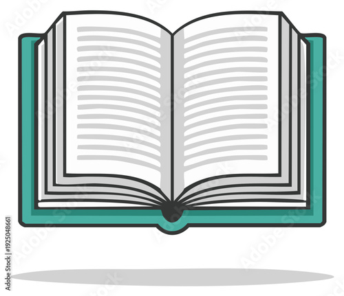 Simple cartoon illustration of an open hardcover book representing knowledge and education