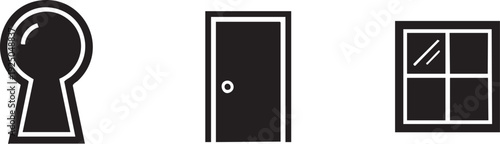 Safe Access Keyhole Door Window Security Vector Icons